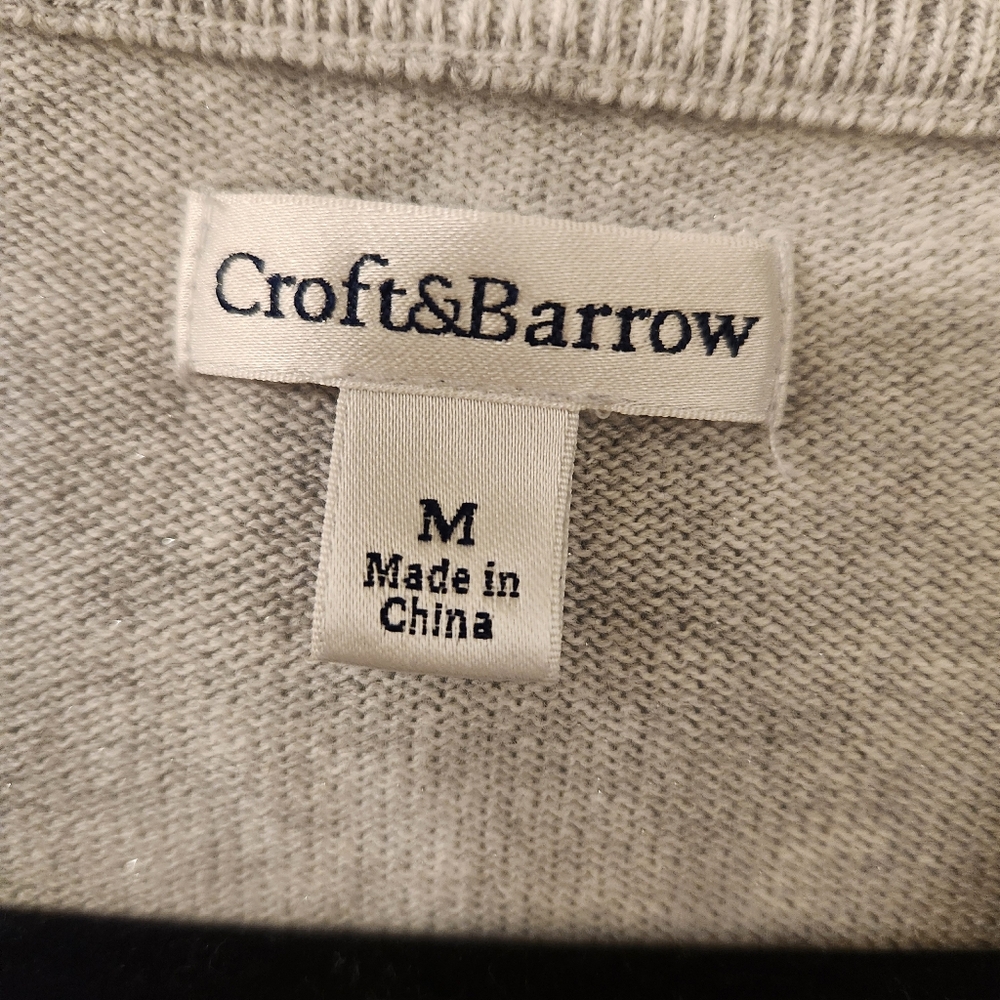 Croft And Barrow Silver Sparkle Gray Cardigan Sweater Medium - Picture 5 of 9